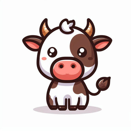 Cute cartoon cow on a white background. Farm animal. Vector illustration.のイラスト素材