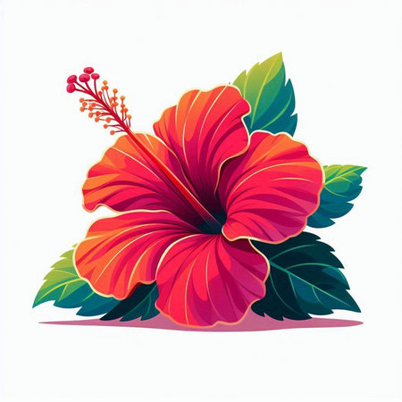 Hibiscus flower isolated on white background. Vector illustration.のイラスト素材