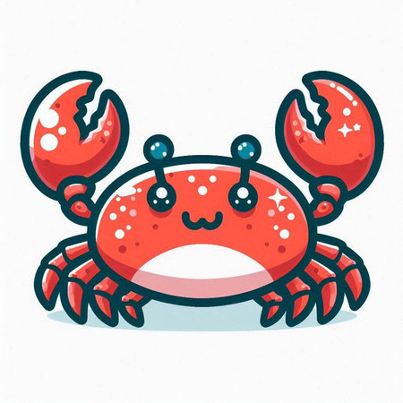 Cute cartoon crab isolated on a white background. Vector illustration.のイラスト素材