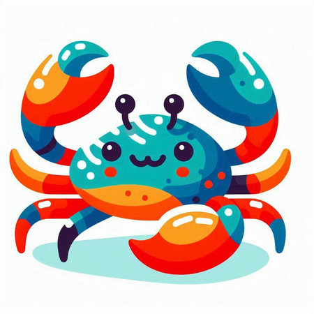Cute cartoon blue crab isolated on white background. Vector illustration.のイラスト素材