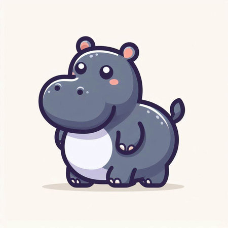 Cute hippopotamus vector illustration. Cute cartoon hippoのイラスト素材