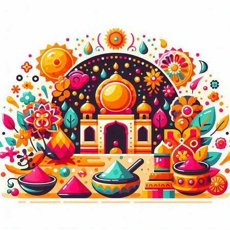 Colorful vector illustration of Colorful Indian festival Holi background.のイラスト素材