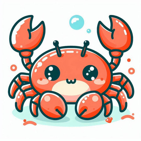 Cute cartoon crab. Vector illustration isolated on a white background.のイラスト素材