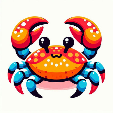 Cute cartoon crab isolated on a white background. Vector illustration.のイラスト素材