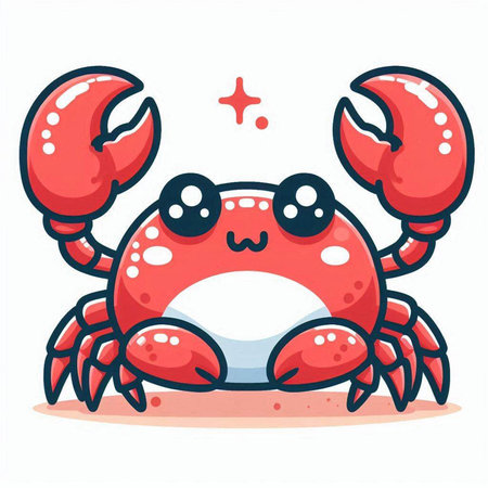 Cute crab cartoon character. Vector illustration isolated on white background.のイラスト素材