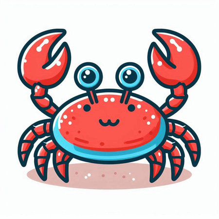 Cute cartoon crab isolated on white background. Vector illustration of a funny crab.のイラスト素材