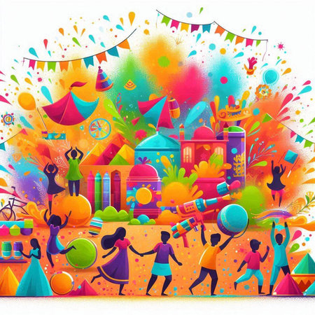Happy Holi festival of India background. Happy Holi colorful backgroundのイラスト素材