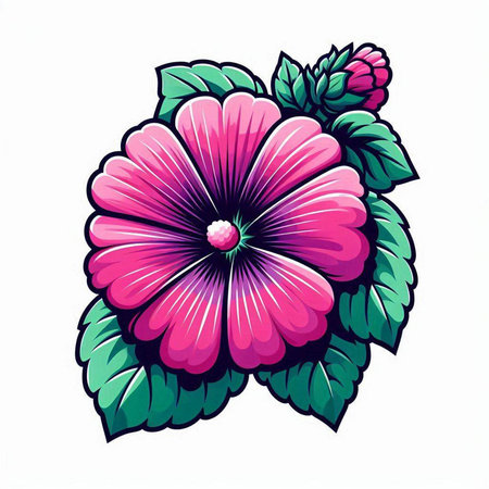 Illustration of a pink hibiscus flower on a white backgroundのイラスト素材
