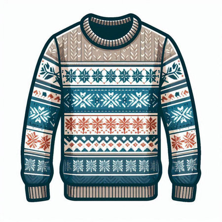 Winter knitted sweater with snowflakes pattern. Vector illustration.のイラスト素材