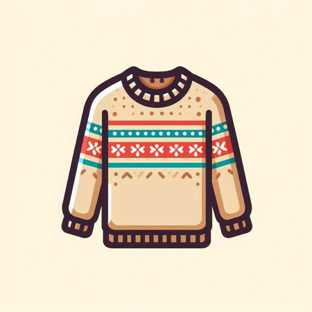 Knitted sweater with a pattern of geometric elements. Vector illustration.のイラスト素材