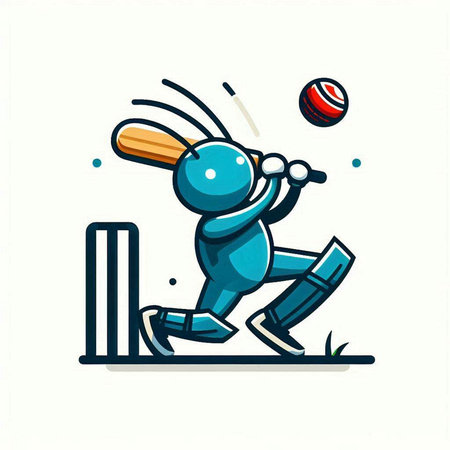 Cricket player. Vector illustration of cricket player in action.のイラスト素材