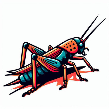 Illustration of a grasshopper isolated on a white background.のイラスト素材
