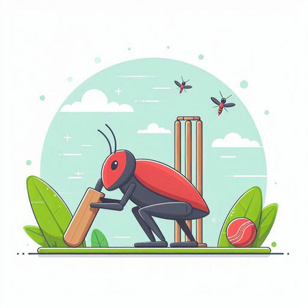 Cricket vector illustration. Flat design style. Vector illustration.のイラスト素材