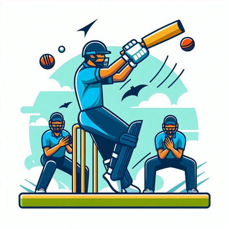 Batsman playing cricket. Batsman playing cricket. Vector illustrationのイラスト素材