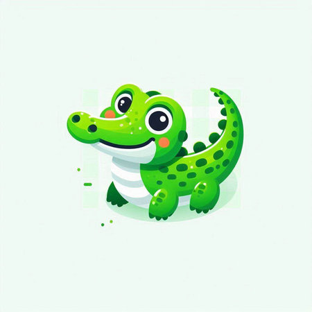 Cute crocodile cartoon vector illustration. Cute baby crocodile.のイラスト素材