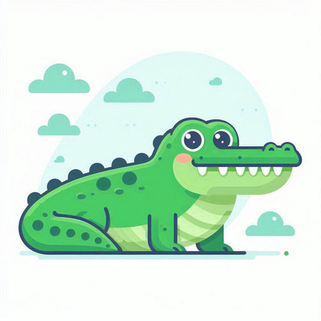 Cute crocodile in flat style. Vector illustration on a white background.のイラスト素材