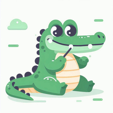 Cute crocodile vector illustration. Cute cartoon crocodile character.のイラスト素材