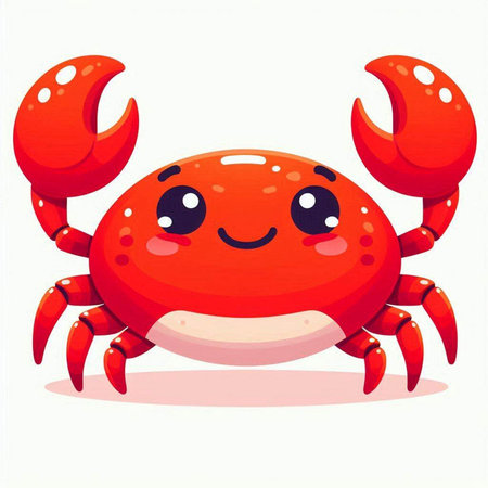 Cute cartoon red crab isolated on white background. Vector illustration.のイラスト素材