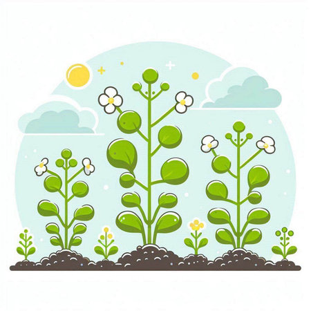 Plant in the soil. Vector illustration in flat style. EPS10のイラスト素材