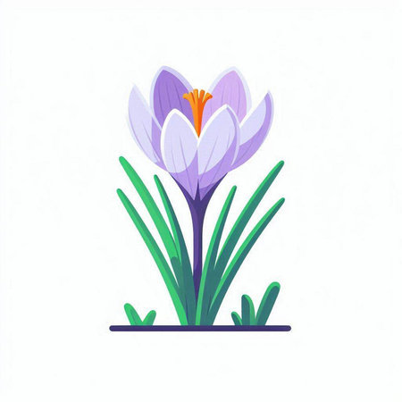 Spring crocus flower. Vector illustration isolated on a white background.のイラスト素材