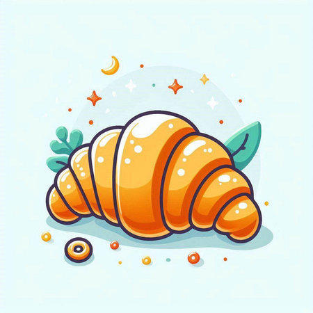 Cute cartoon croissant. Vector illustration for your design.のイラスト素材