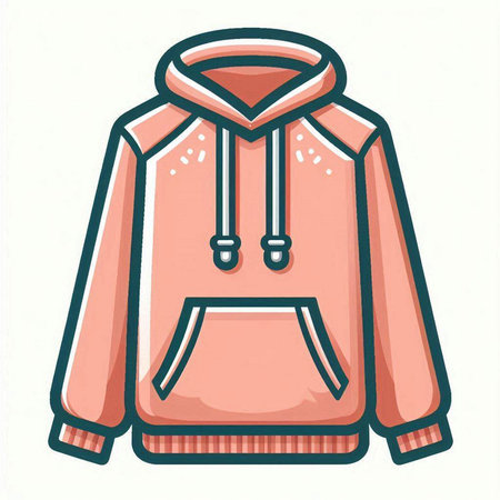 Vector illustration of a pink hoodie isolated on a white background.のイラスト素材