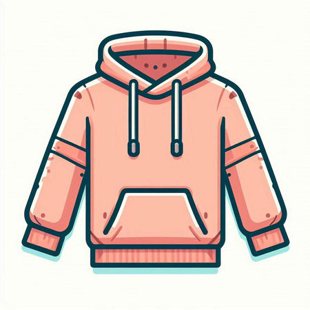 Pink hoodie vector illustration isolated on white background. Winter clothes for cold weather.のイラスト素材