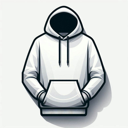 Illustration of a hooded sweatshirt with a hood on a white backgroundのイラスト素材