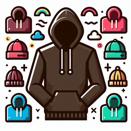 Winter clothing icon set. Vector illustration in thin line art style.のイラスト素材
