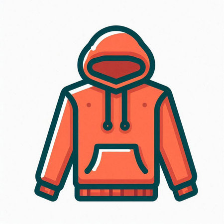 Illustration of a red hooded sweatshirt on a white backgroundのイラスト素材