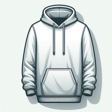 White hoodie with a hood on a white background. Vector illustrationのイラスト素材