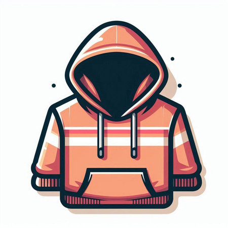 Orange hooded sweatshirt isolated on white background. Vector illustration.のイラスト素材