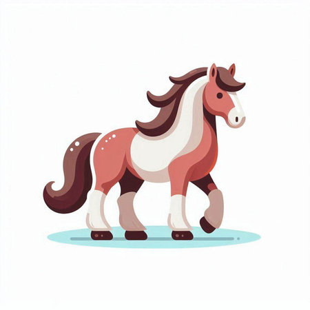 Cartoon horse on a white background. Vector illustration in flat style.のイラスト素材