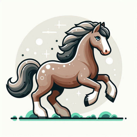 Vector illustration of a horse with a long mane on a white background.のイラスト素材