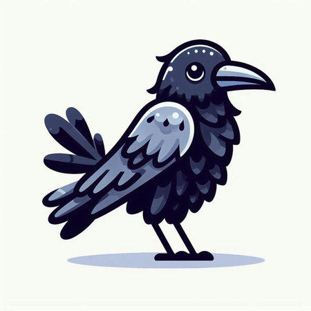 Crow on white background. Vector illustration in doodle style.のイラスト素材