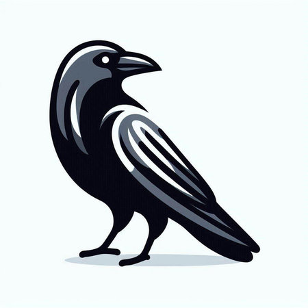 Crow bird on a white background. Vector illustration of a crow.のイラスト素材