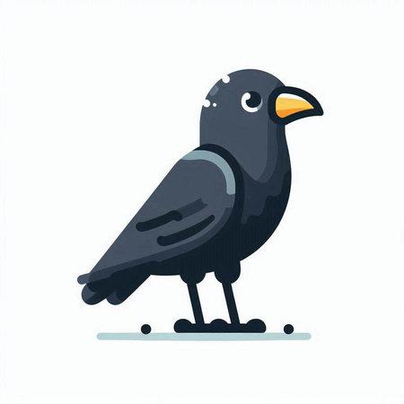 Cute crow isolated on white background. Vector illustration in cartoon style.のイラスト素材