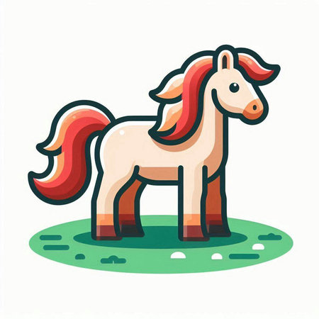 Cute cartoon horse isolated on a white background. Vector illustration.のイラスト素材