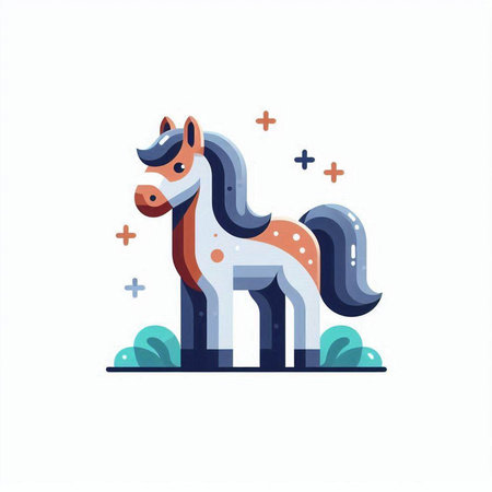 Horse flat colorful icon on white background. Vector illustration for web designのイラスト素材