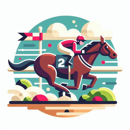 Horse racing, equestrian sport. Flat vector illustration.のイラスト素材
