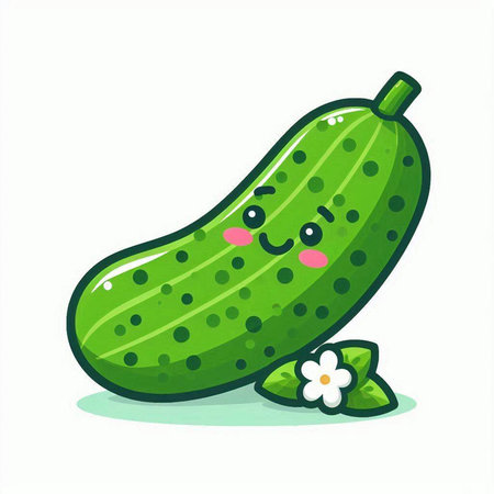 Cucumber character isolated on white background. Cucumber vector illustrationのイラスト素材