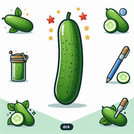 Cucumber cartoon icon set. Cucumber vector illustration.のイラスト素材