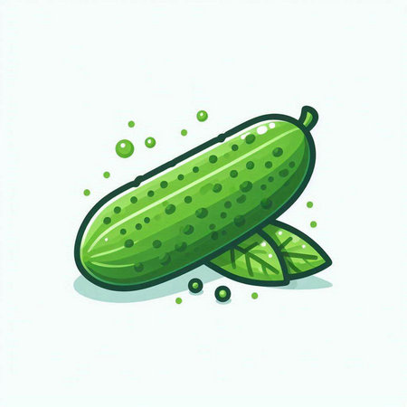 Cute cucumber character. Vector illustration isolated on white background.のイラスト素材