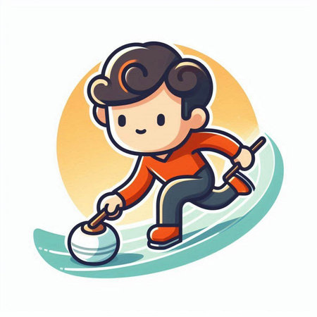 Illustration of a boy playing ice hockey. Vector graphic illustration.のイラスト素材