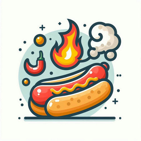 Hot dog vector icon. Fast food icon. Hot dog vector iconのイラスト素材