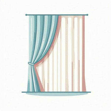 Curtains isolated on white background. Vector illustration in cartoon style.のイラスト素材