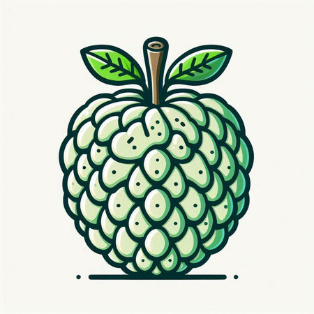 Custard apple icon. Exotic fruit. Vector illustration.のイラスト素材