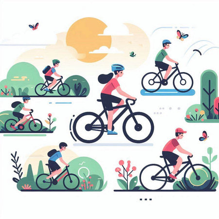 Hot air balloon flying in the sky. Vector illustration in flat styleのイラスト素材