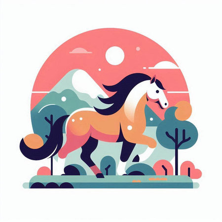 Horse racing, jockeys jumping on racecourse, vector illustrationのイラスト素材