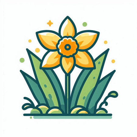 Narcissus flower icon, vector illustration. Flat style.のイラスト素材